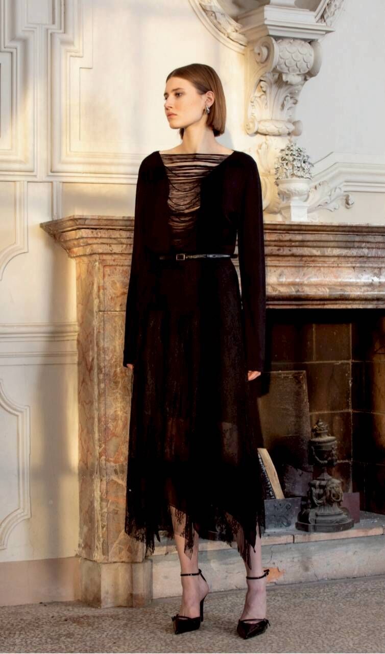 Clips夜影裂紋針織上衣