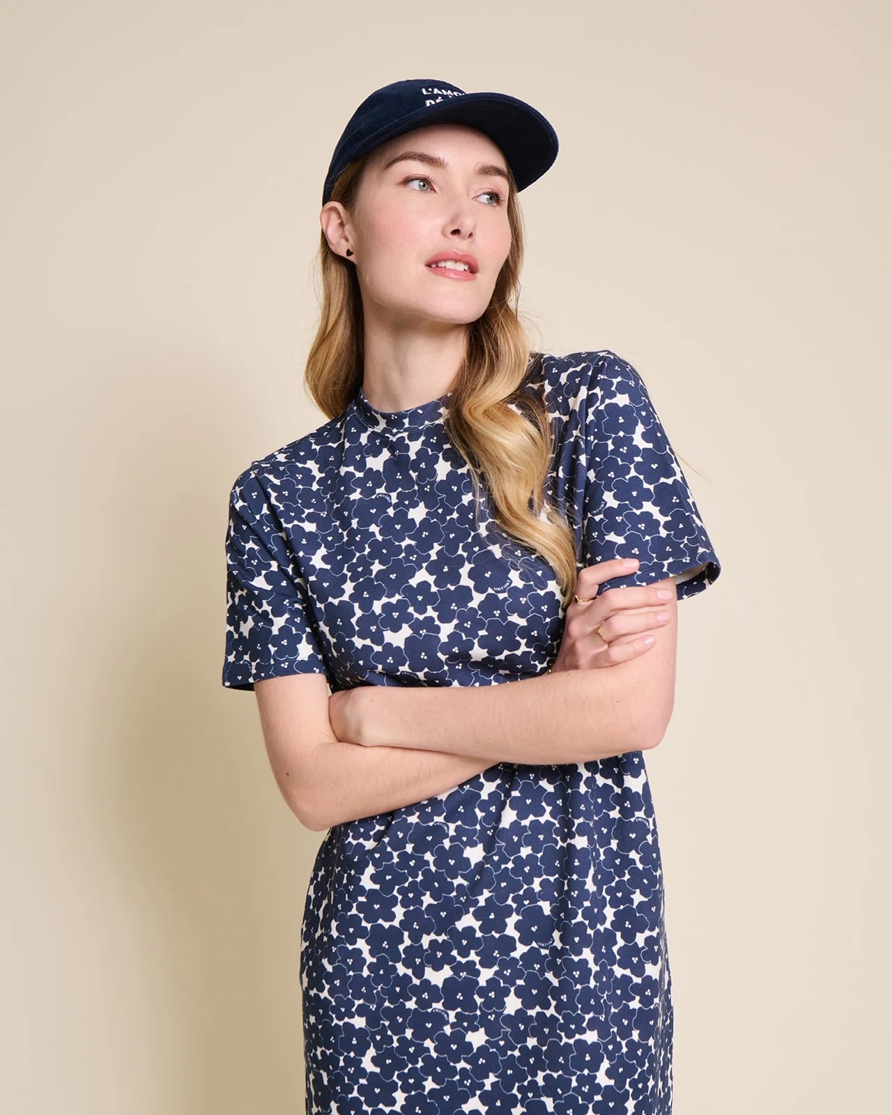 The Roxane dress in organic cotton - Blue anemones | émoi émoi