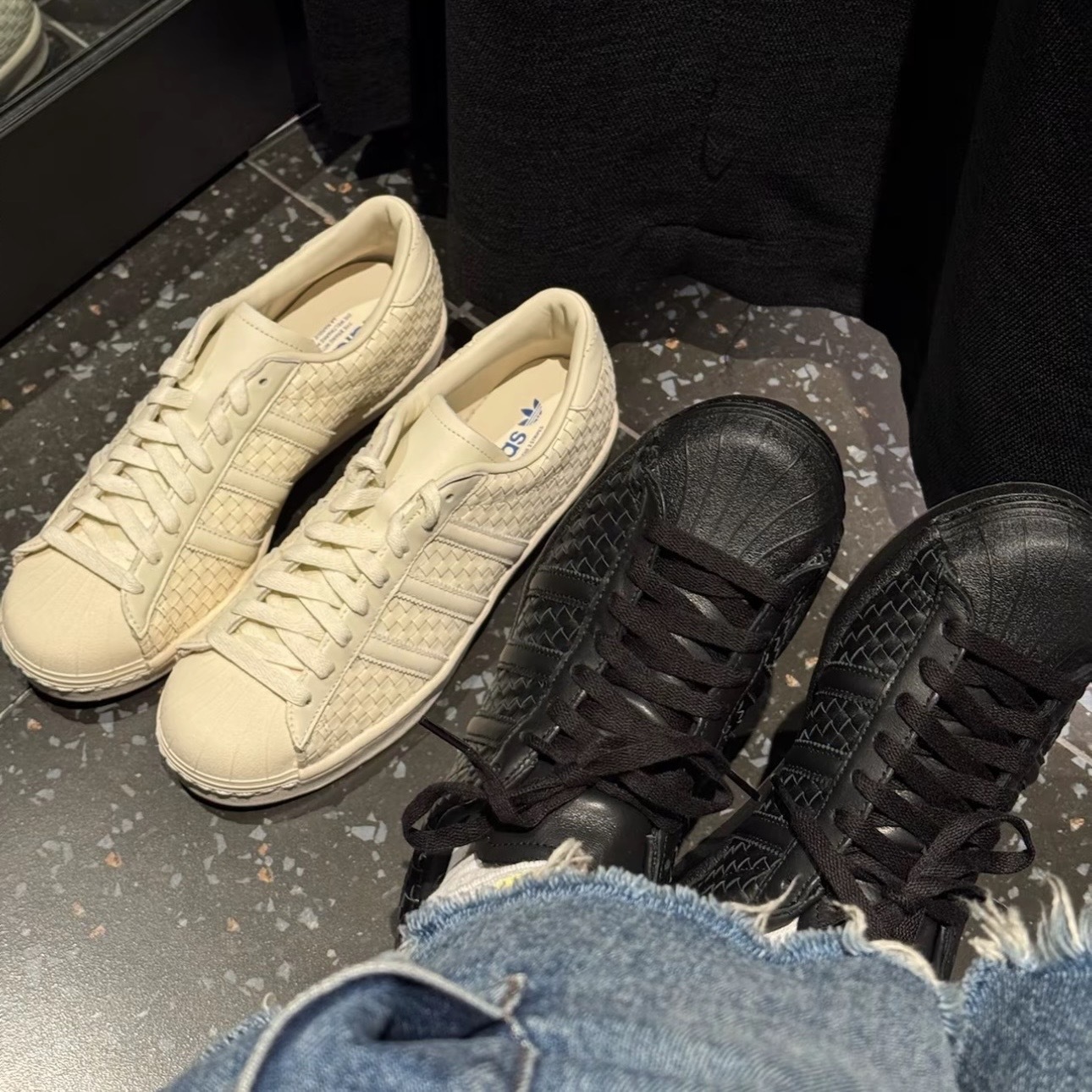 ADIDAS ORIGINALS SUPERSTAR VINTAGE 編織 全白/全黑 貝殼鞋 休閒鞋 愛迪達 JR6001 JR6002