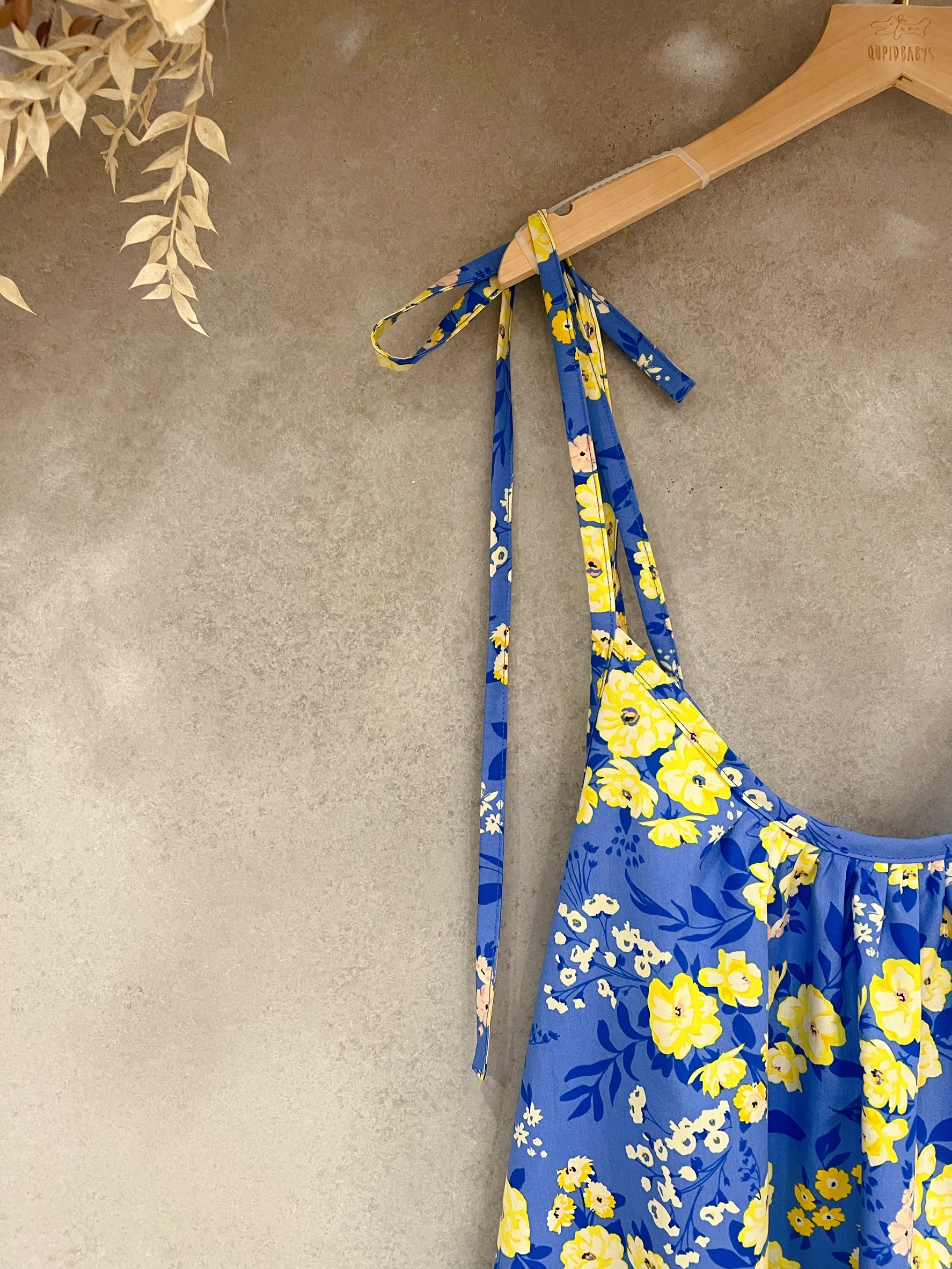 AGF藍底黃花 媽咪度假長洋裝