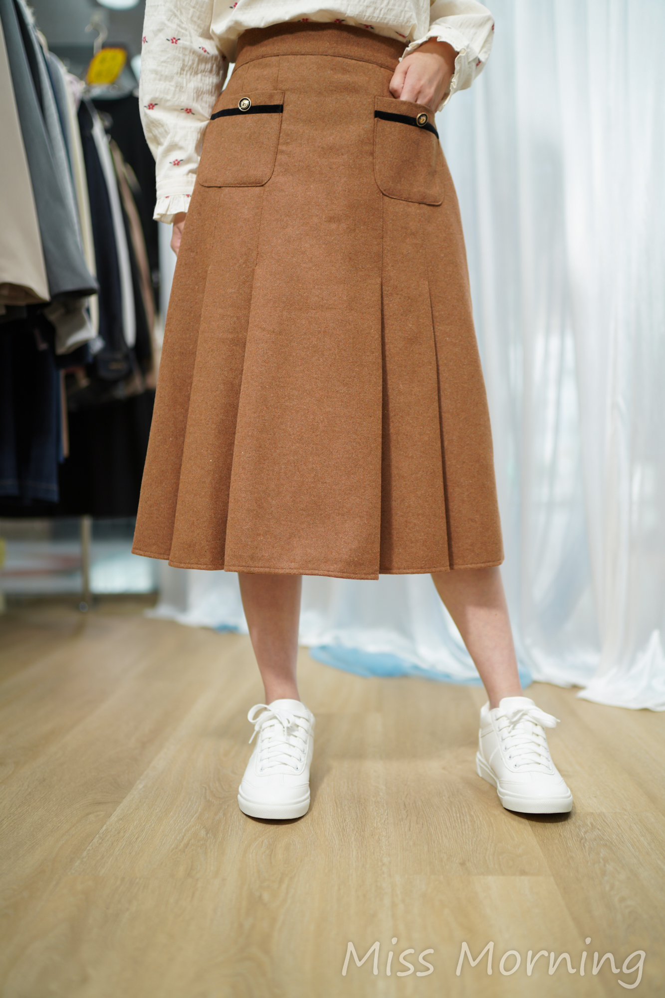 高質靚料2袋薄絨裙(34026)