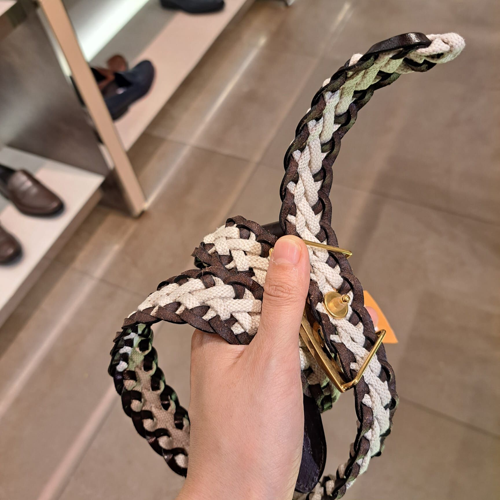 Tods XCWTSI T logo Intrecc belt black and white