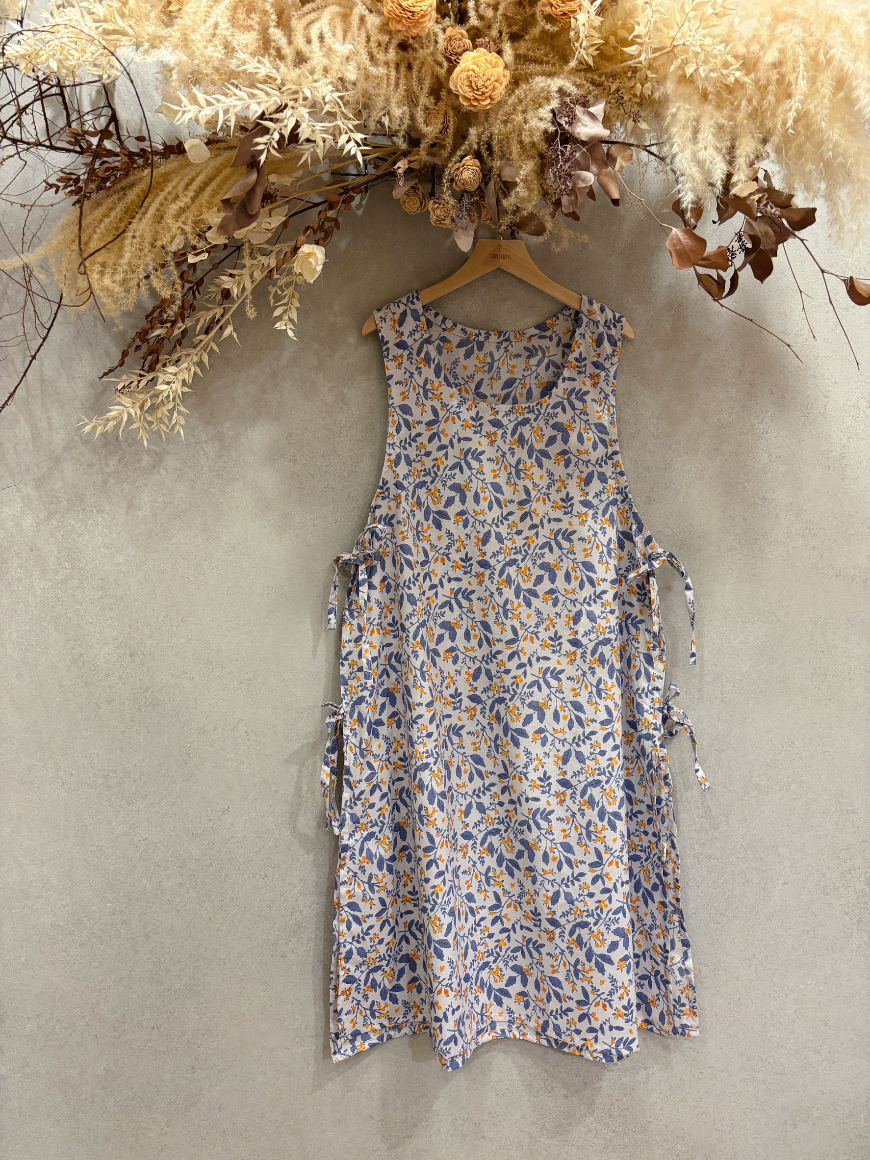 霧藍金桔 媽咪側邊啾啾長背心