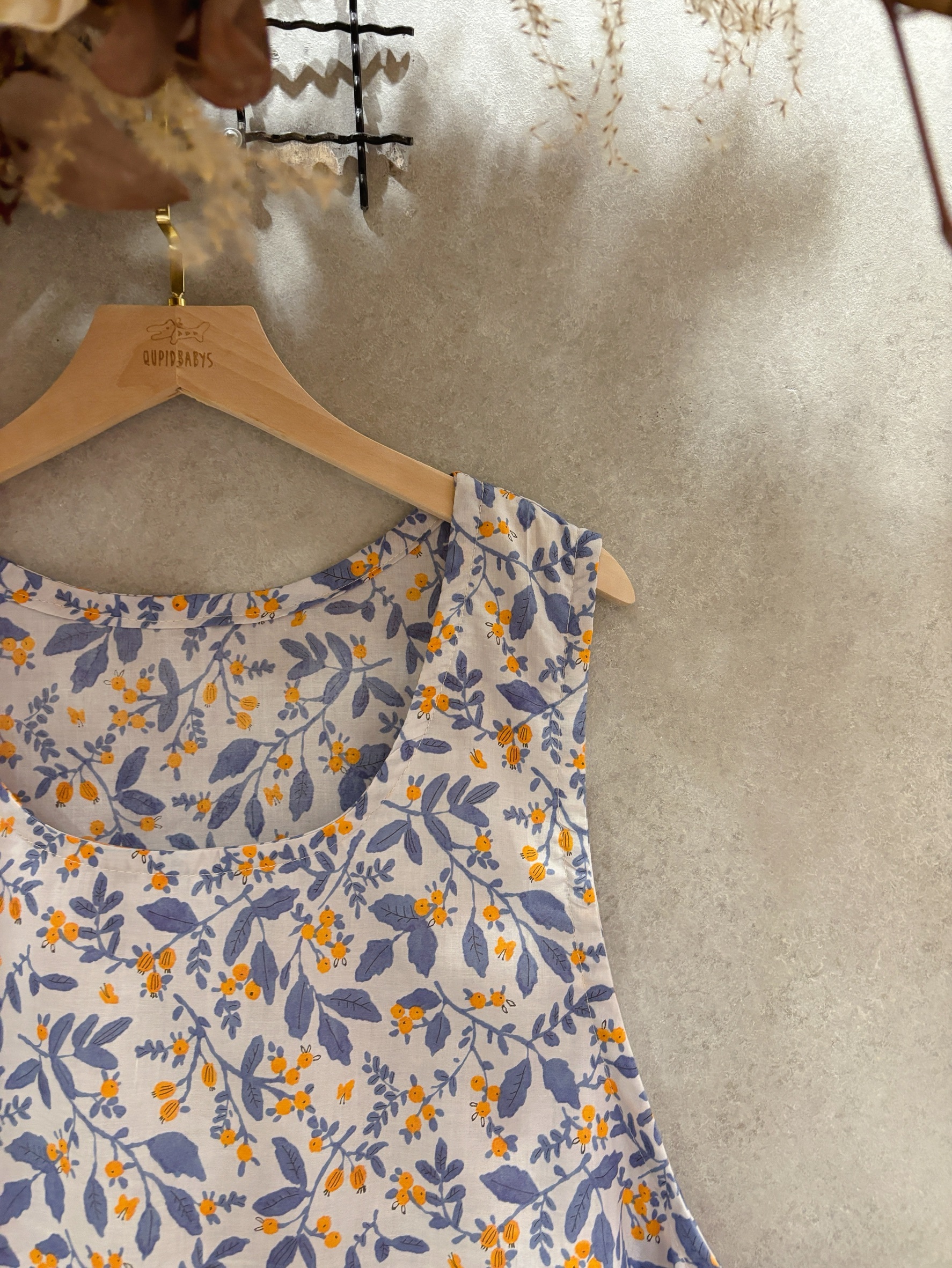 霧藍金桔 媽咪側邊啾啾長背心