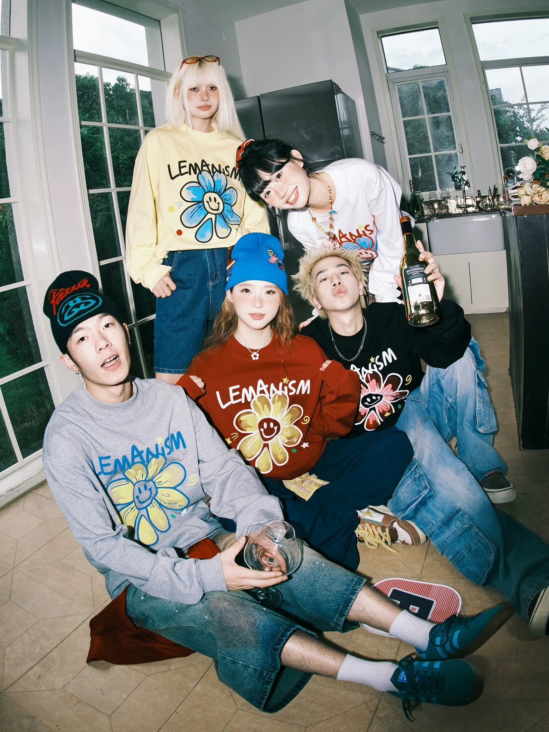 LEMANISM 美式塗鴉 笑臉小花 衛衣