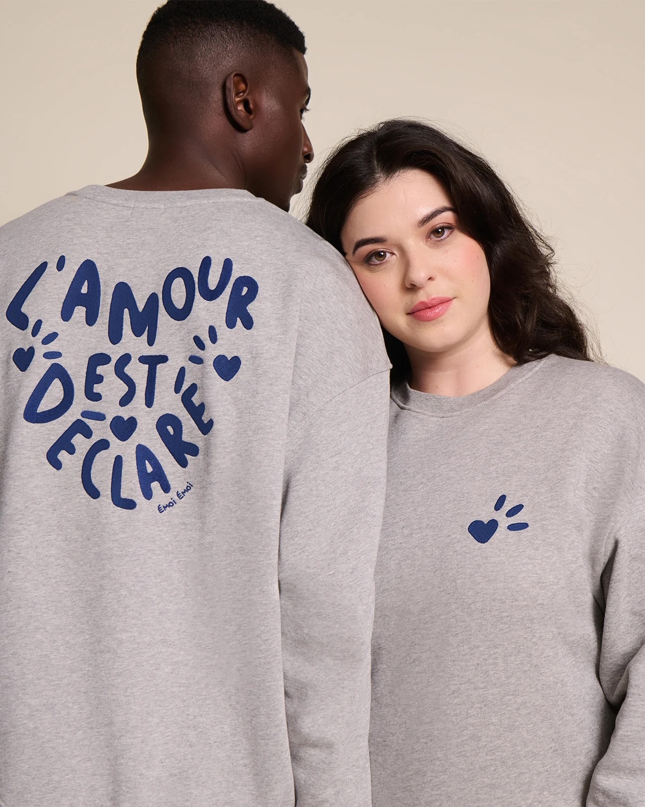 L’Amour Est Déclaré Organic Cotton Sweatshirt — Grey Marl | émoi émoi