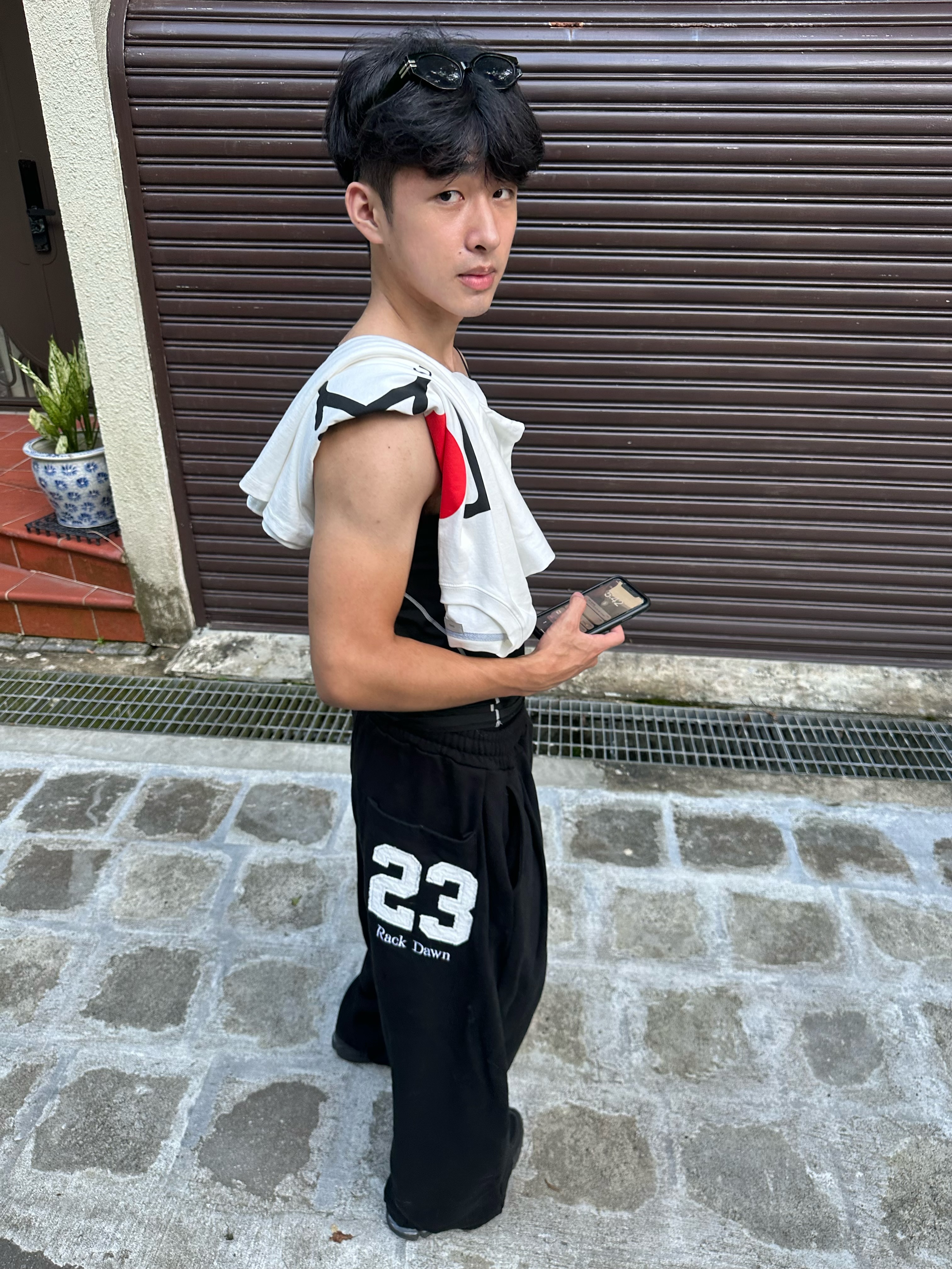 23 刺繡 寬鬆 休閒 棉長褲