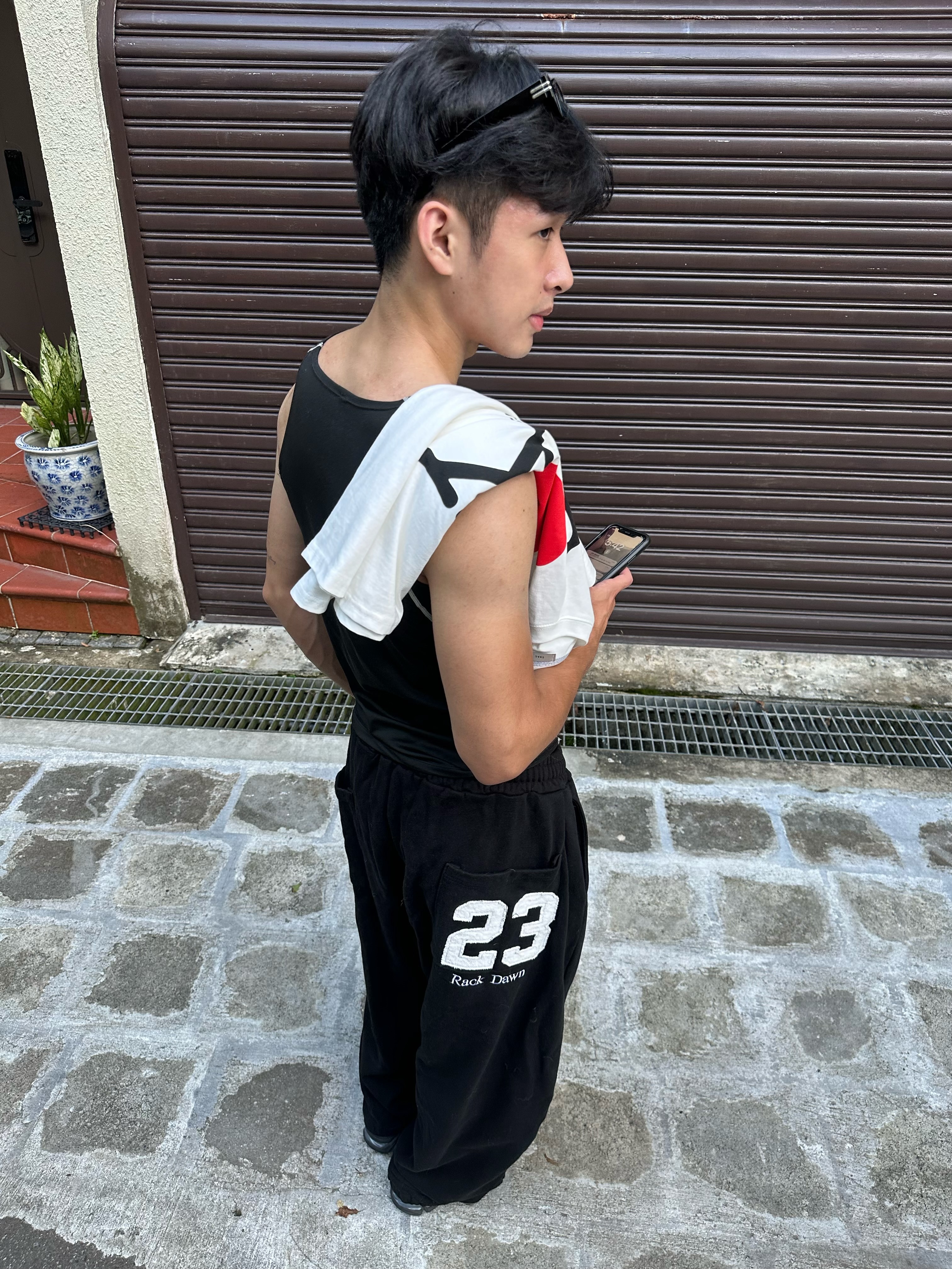 23 刺繡 寬鬆 休閒 棉長褲