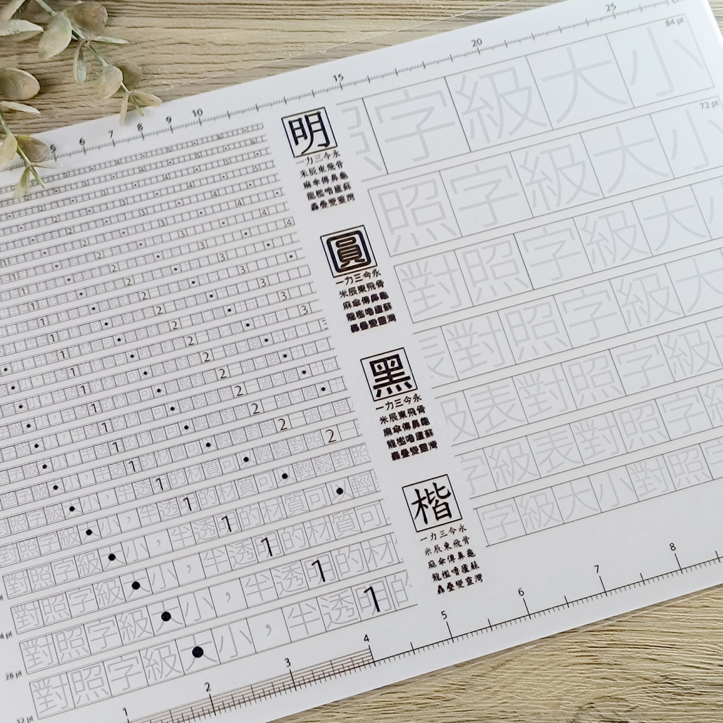 justfont．jf就是字級表(pt) 霧透墊板