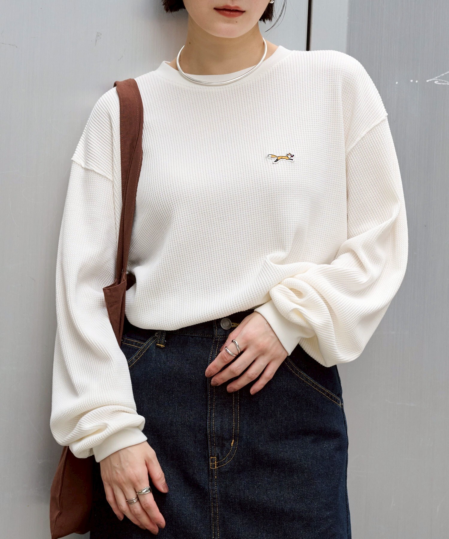 #預購 日本限定 PENNEYS THE FOX 華夫格 長TEE 刺繡貼片小標