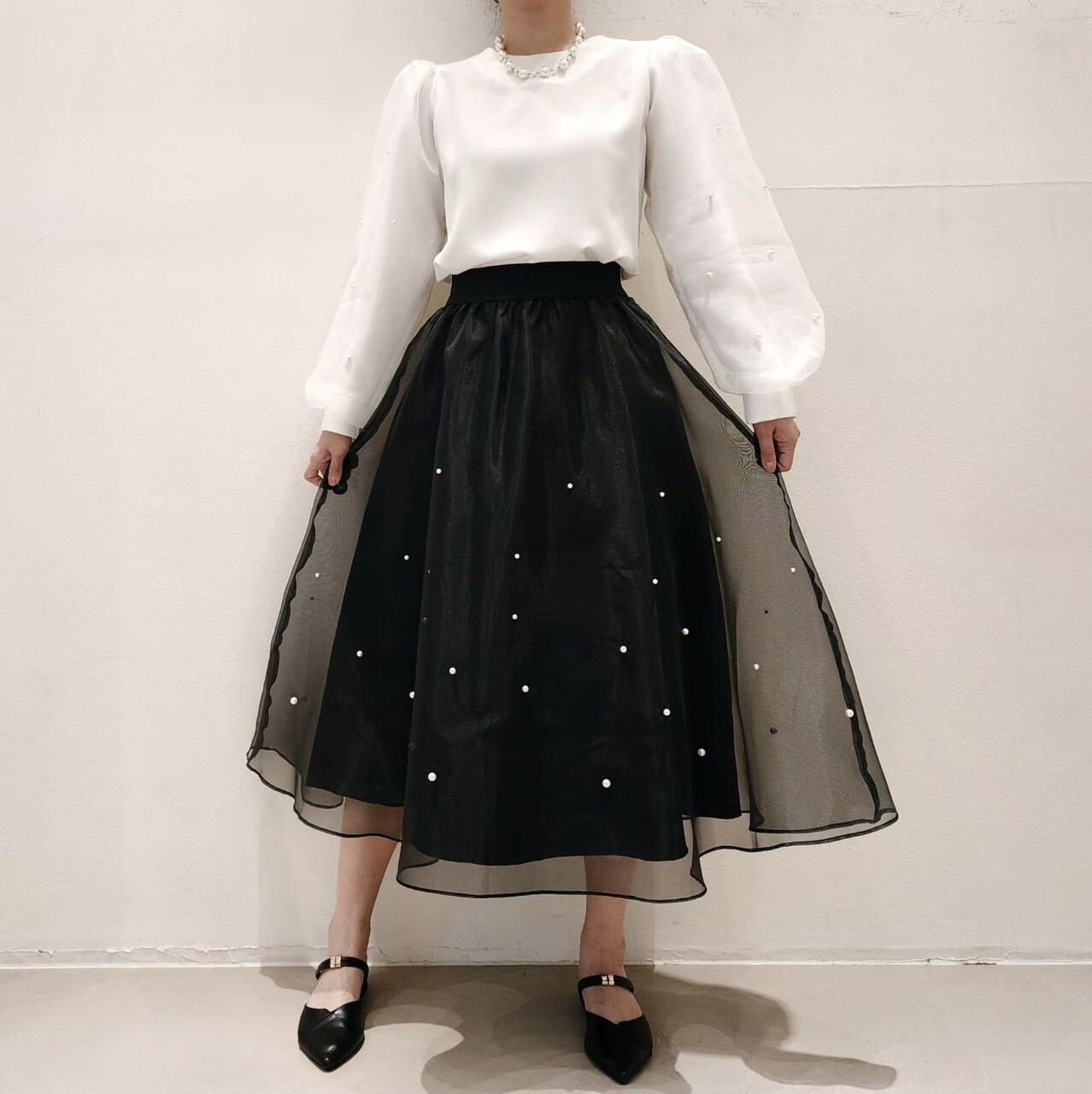 黑色珍珠優雅蓬紗裙