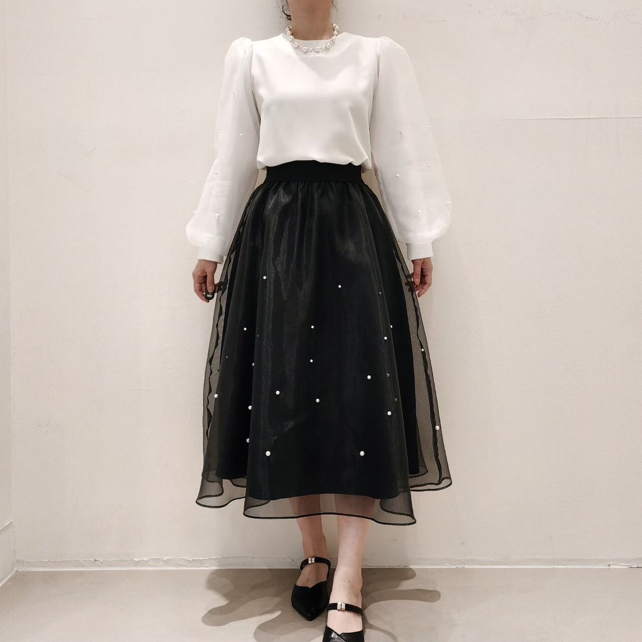 黑色珍珠優雅蓬紗裙