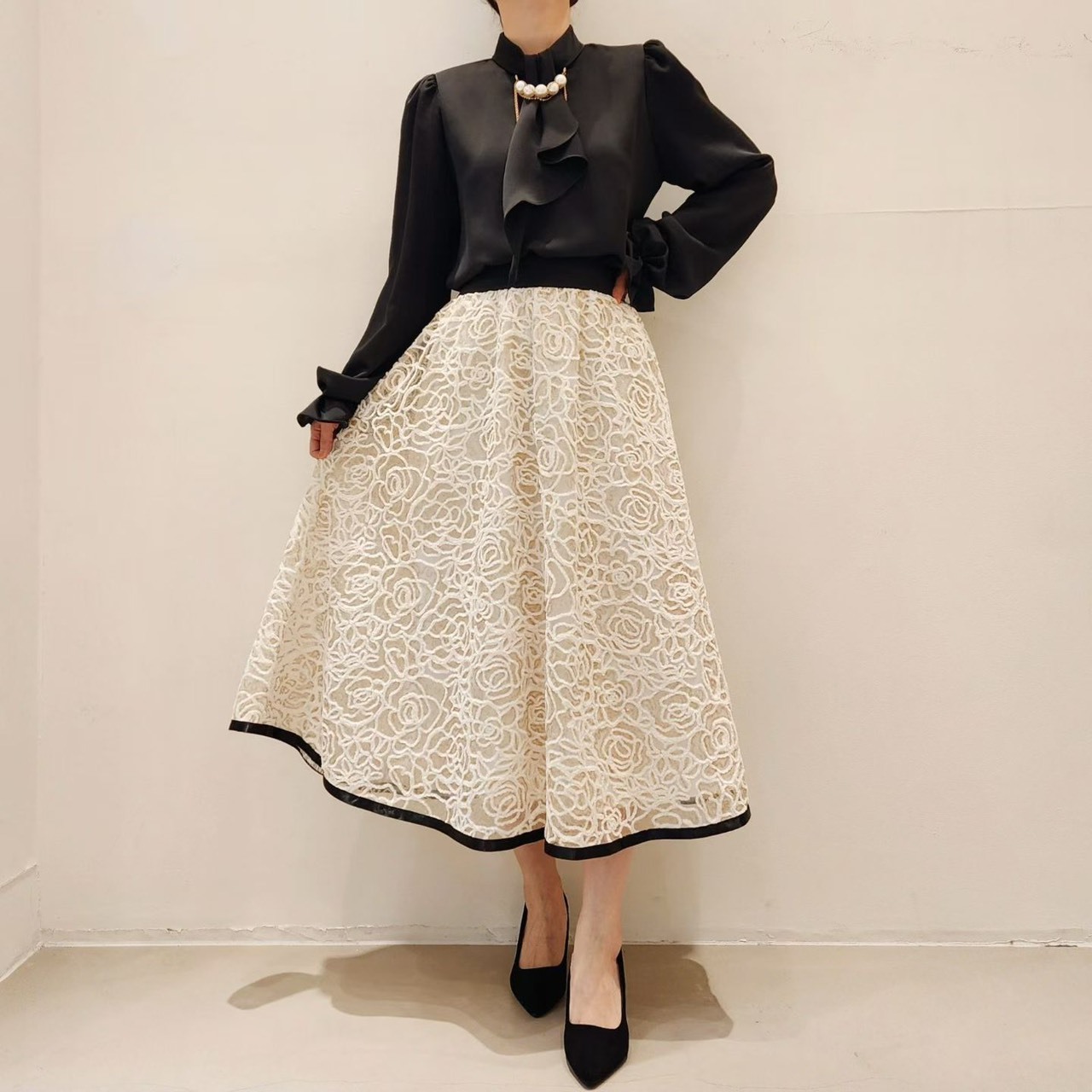 花朵紋路圓長裙