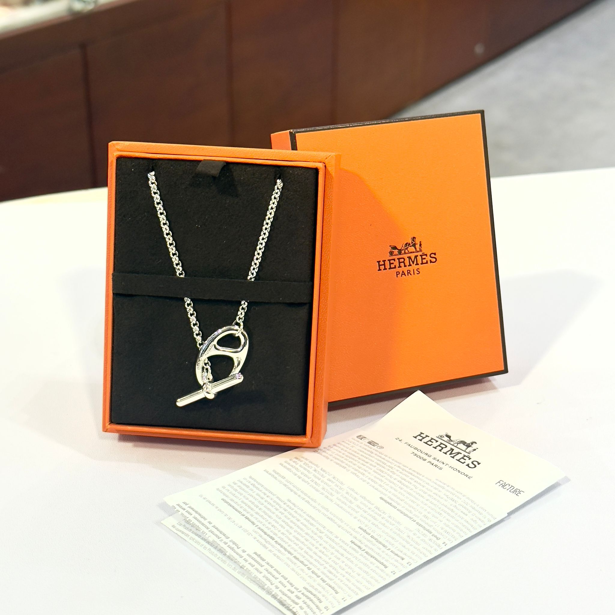 全新HERMES頸鏈 別針吊咀 H124204B 925純銀 CGAUNE DANCRE OUNK NECKLACE #BRAND NEW #香榭站正品