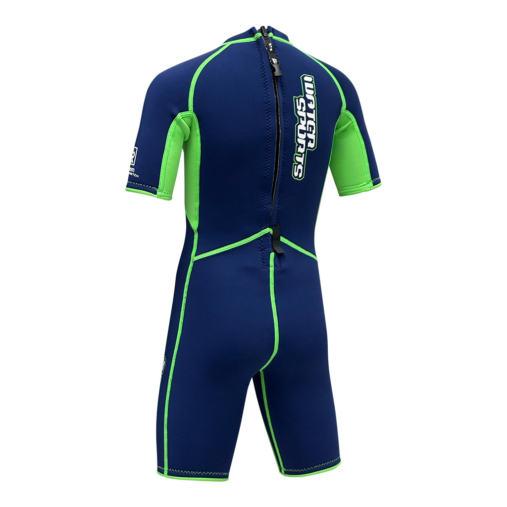 3.5mm 兒童 CR 絨毛內裡游泳連身保暖衣 - 深藍/綠