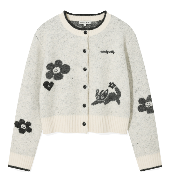 【品牌清貨SALE】 【現貨】【WACKY WILLY】Women's Patterned Round Neck Cardigan