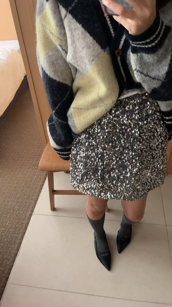 亮片鬆緊短裙