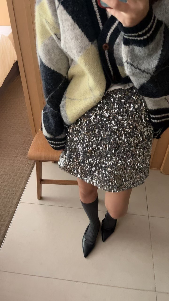 亮片鬆緊短裙