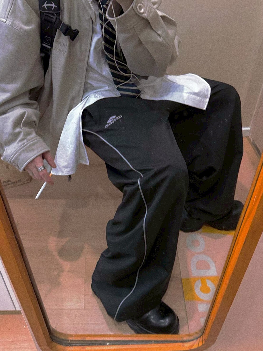 Aurocean 撞色邊條 復古運動長褲