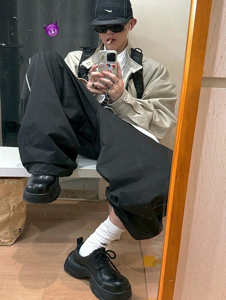 Aurocean 撞色邊條 復古運動長褲