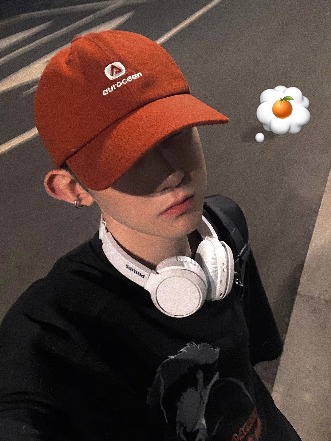 Aurocean 暗橘色 刺繡字體老帽