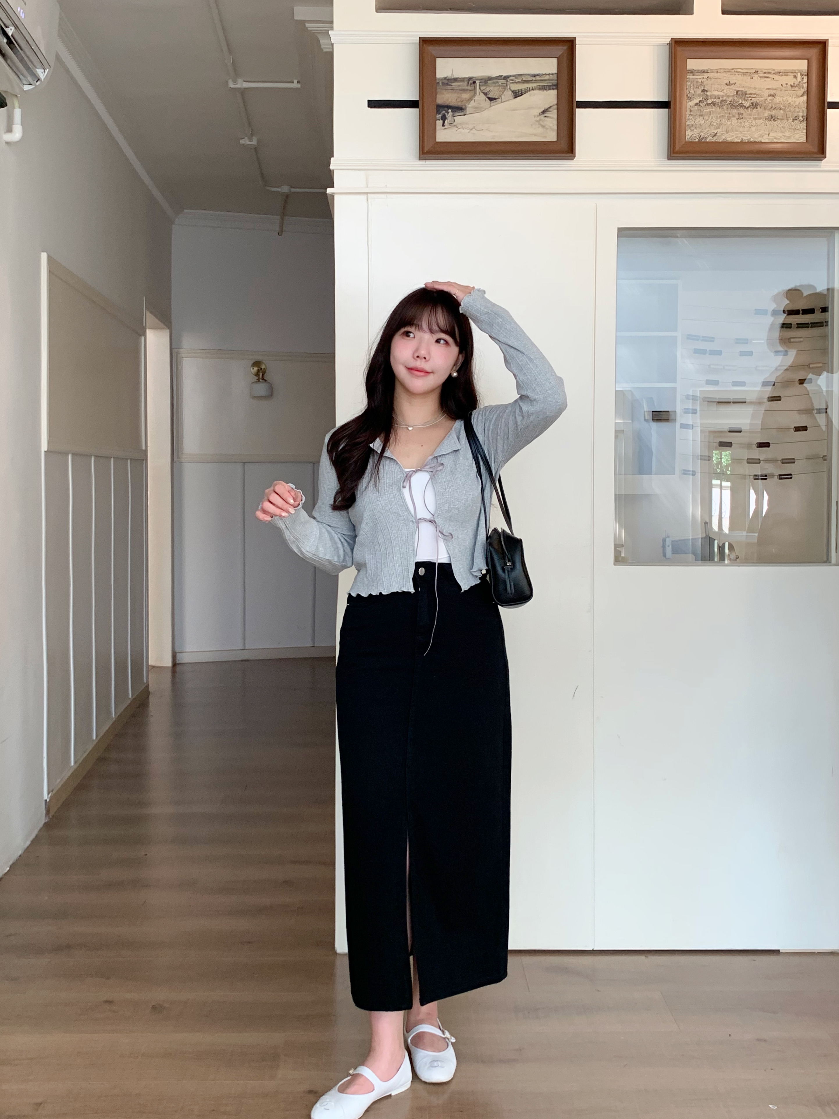 前開衩顯瘦牛仔長裙 3色