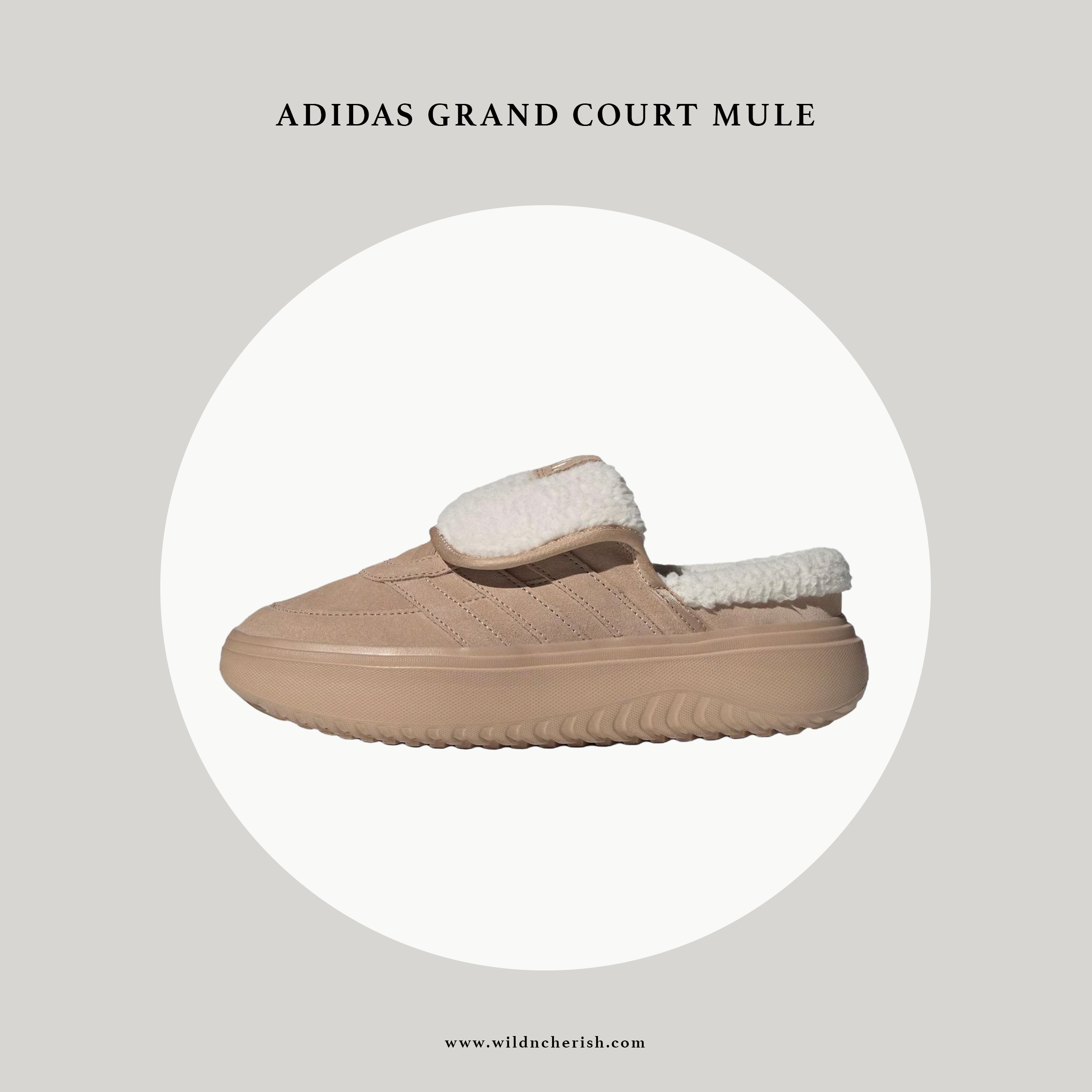 預訂 | Adidas Grand Court Mule 毛毛拖鞋 啡色