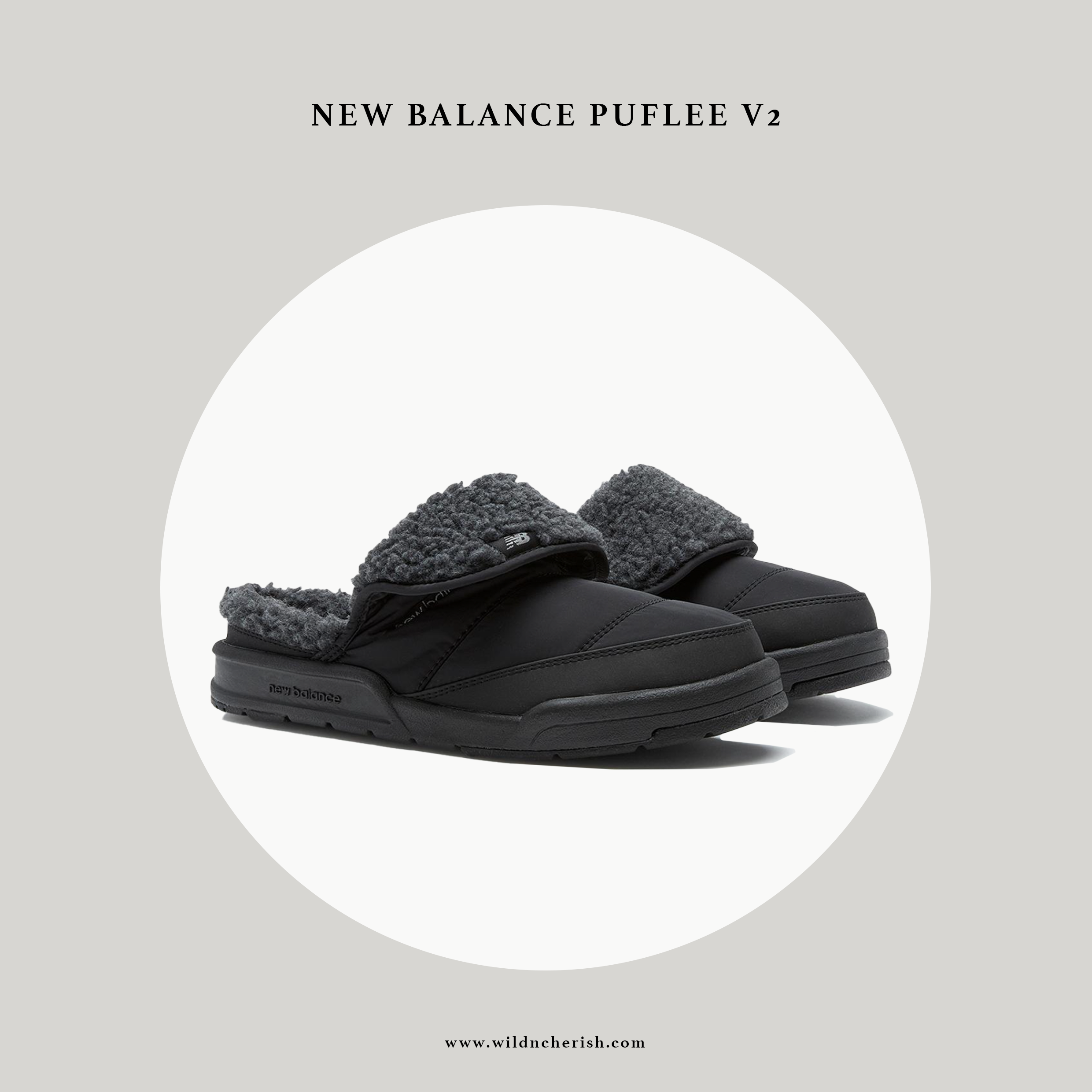 預訂 | New Balance Puflee V2 毛毛拖鞋 黑色 韓國限定