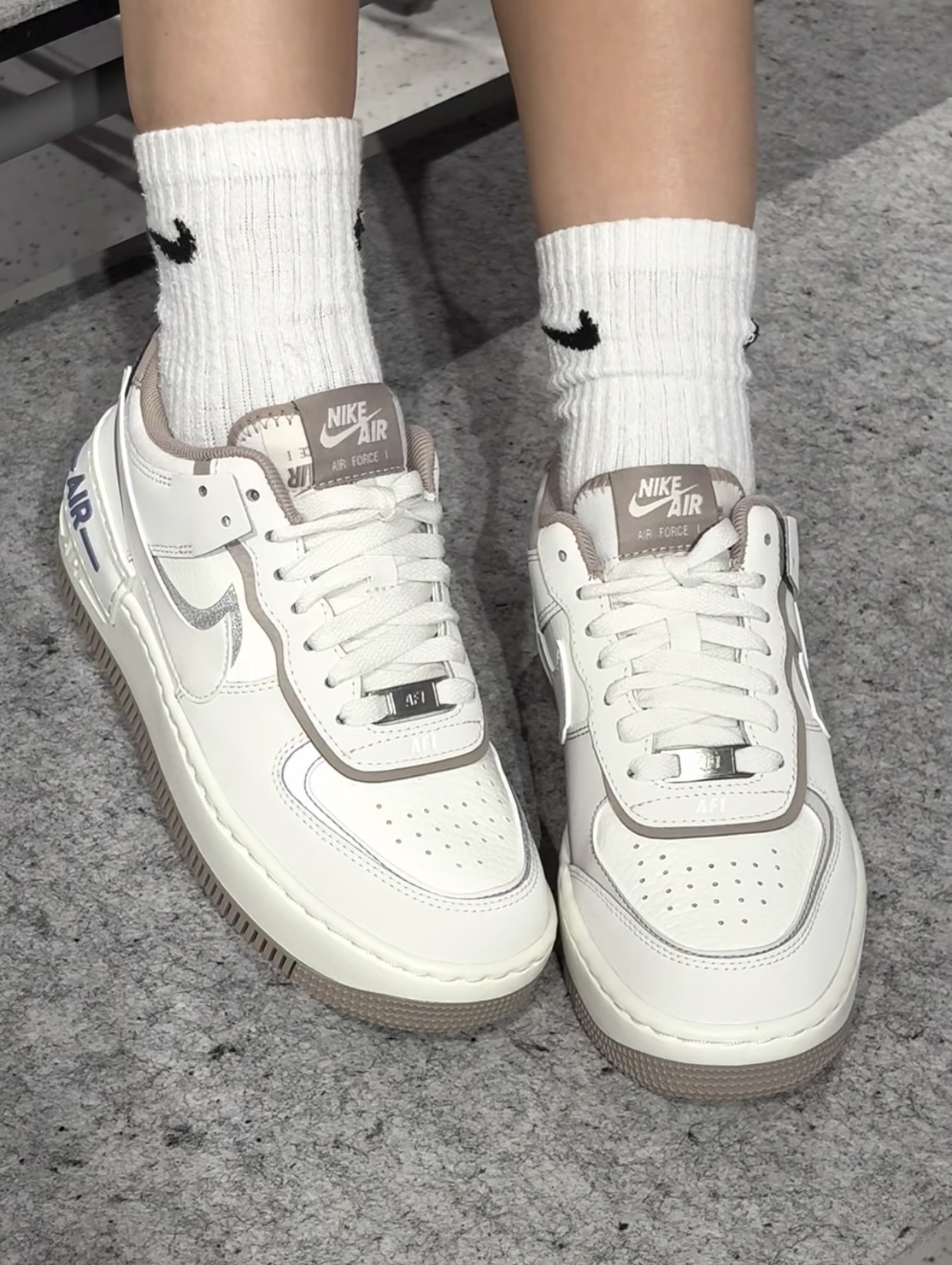 【預訂】NIKE AIR FORCE 1 SHADOW 奶油白奶茶紫藍-WOMEN