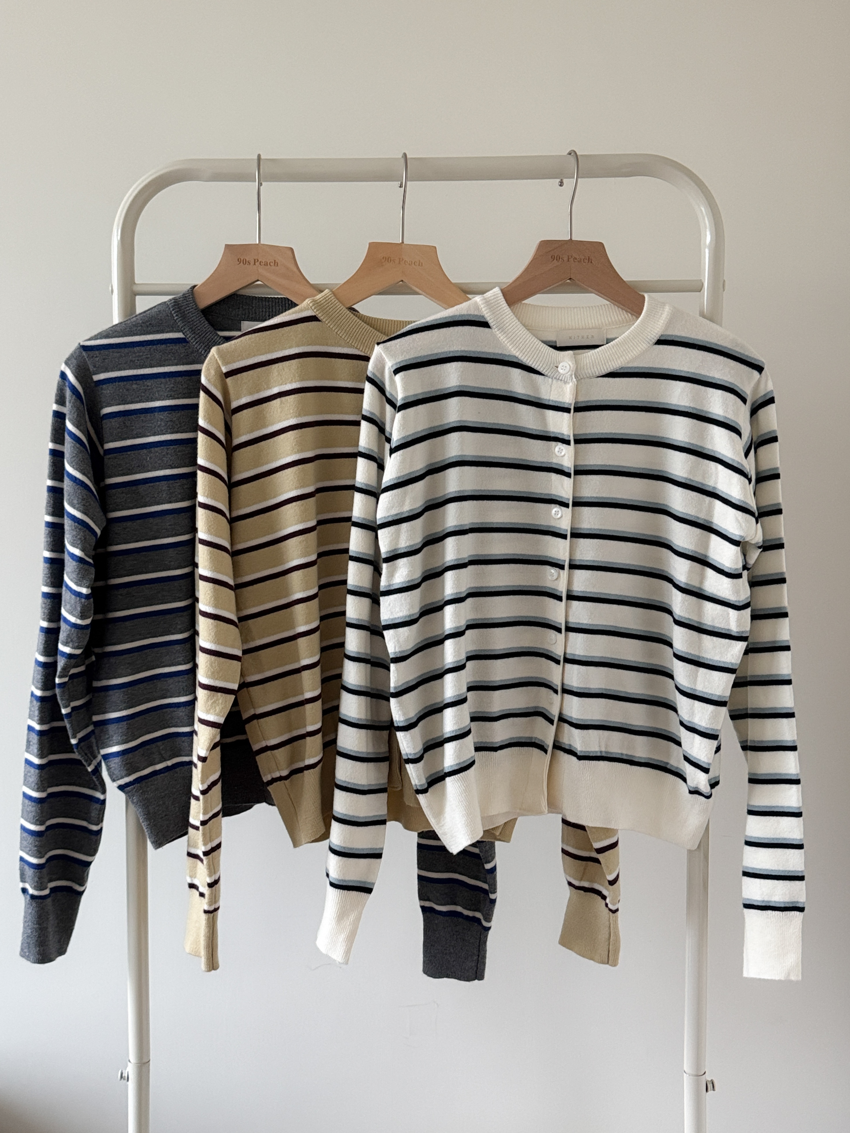 MIU系復古女孩的橫條knit