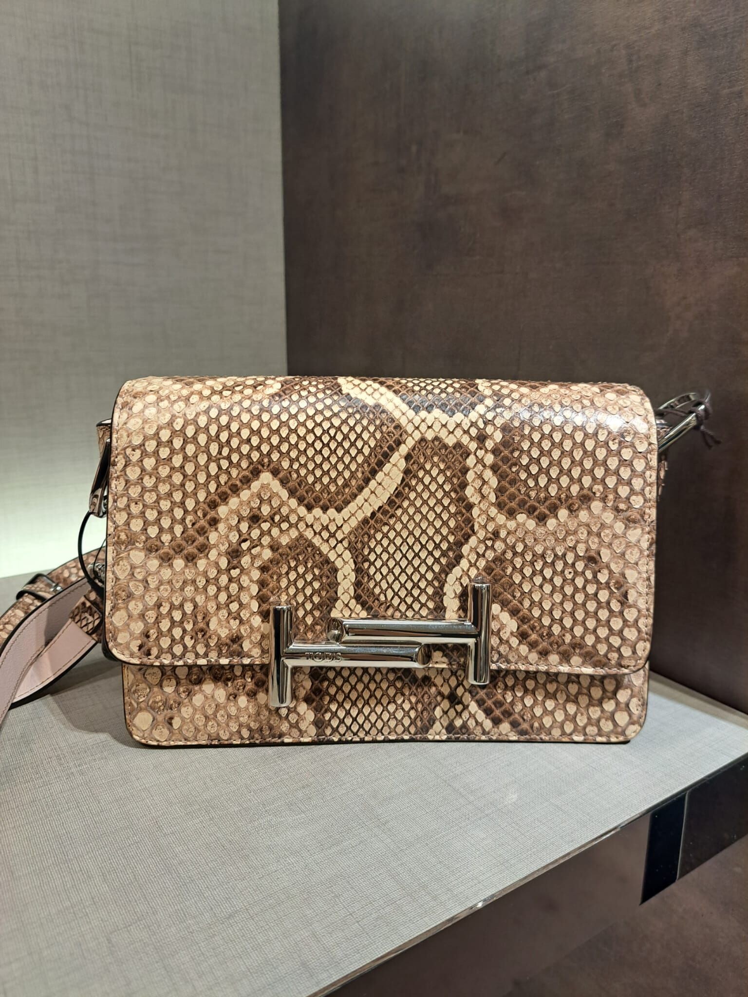 Tods Bag TT logo Amu Pattina Tracolla Python bag