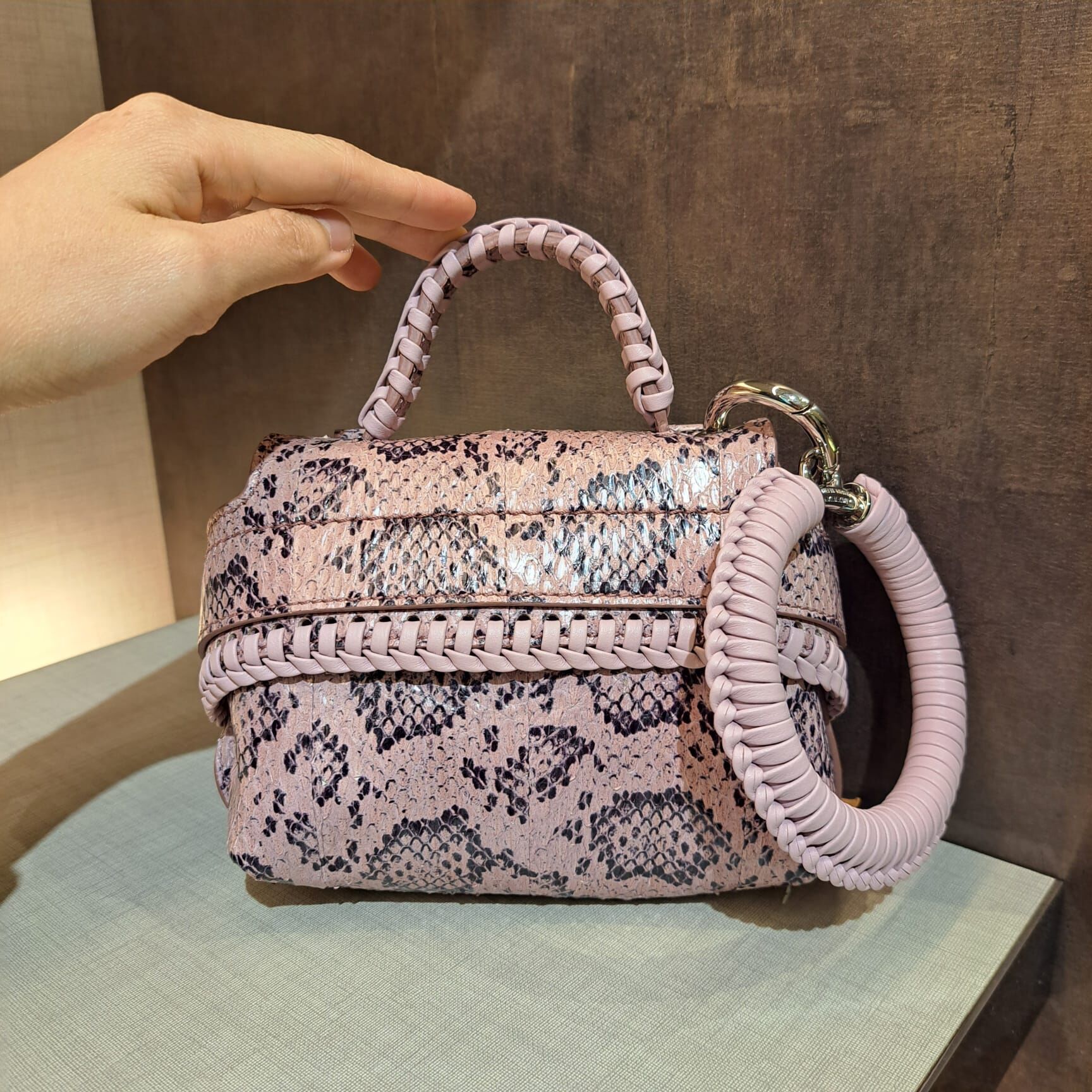 Tods Bag AMR P.Ogget Tophandle Python bag pink