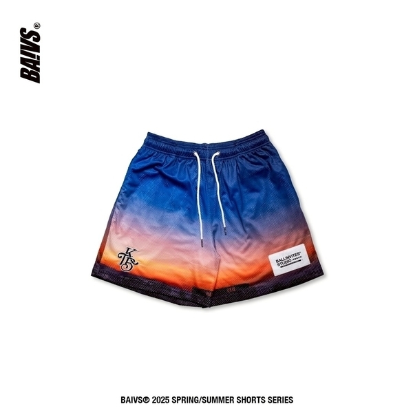 Baivs Mesh Shorts sunset BSS31902T 男 球參 球褲 短褲 夕陽 網眼 藍 橘紅