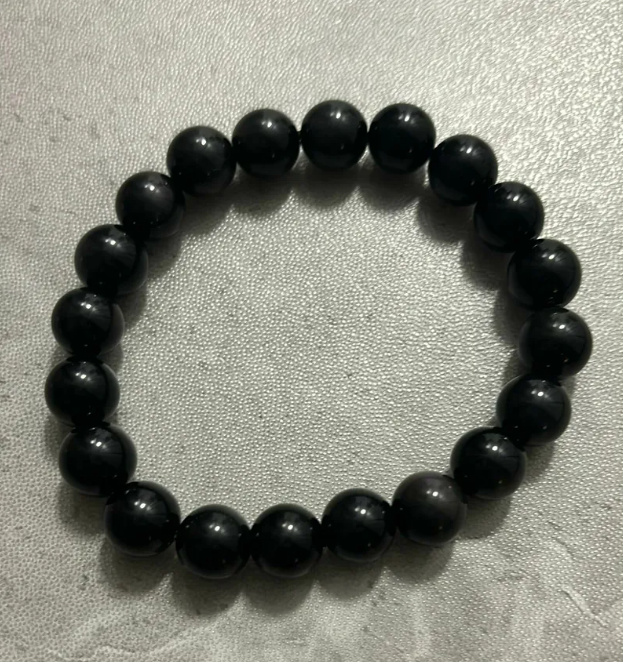 1 AB61 BLACK OBSIDIAN BRACELET 9-10MM