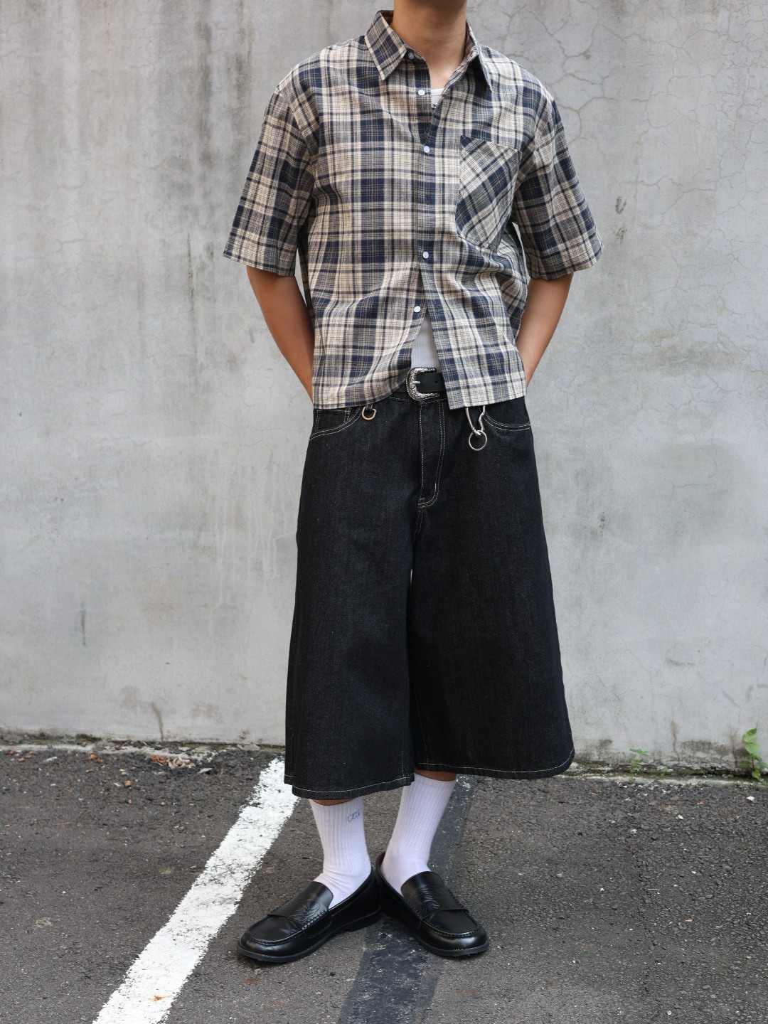 （現貨）NJ232 美式復古原色牛仔七分褲