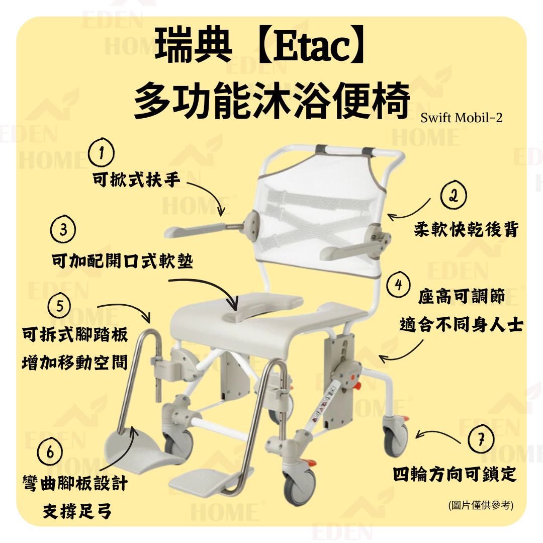 瑞典【Etac】多功能沐浴便椅 (Swift Mobil-2)