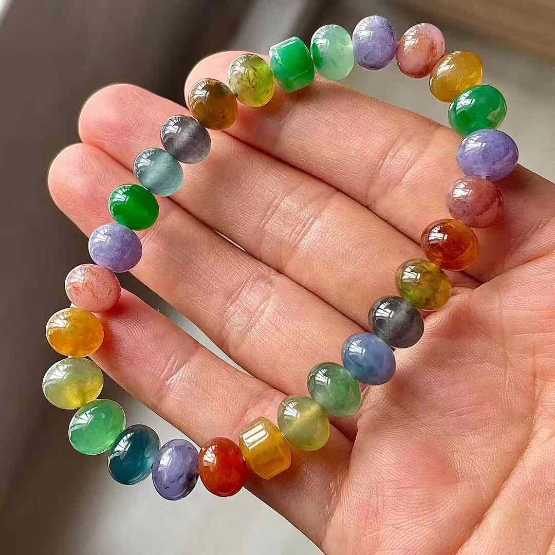【翡翠　】 9245559 翡翠冰種多寶手串