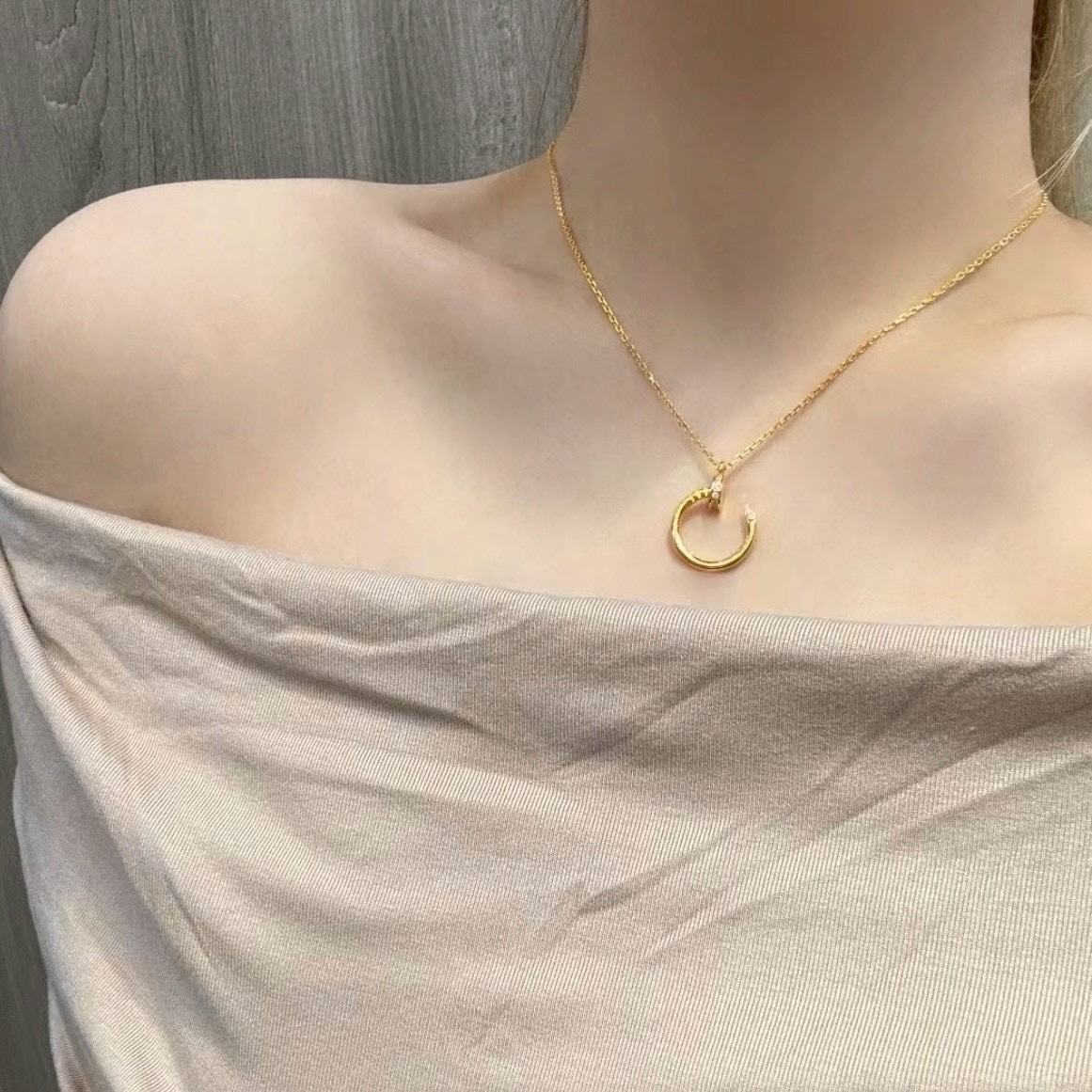 18k ct”頭尾鑽/光面釘子雙面高奢定製項鍊