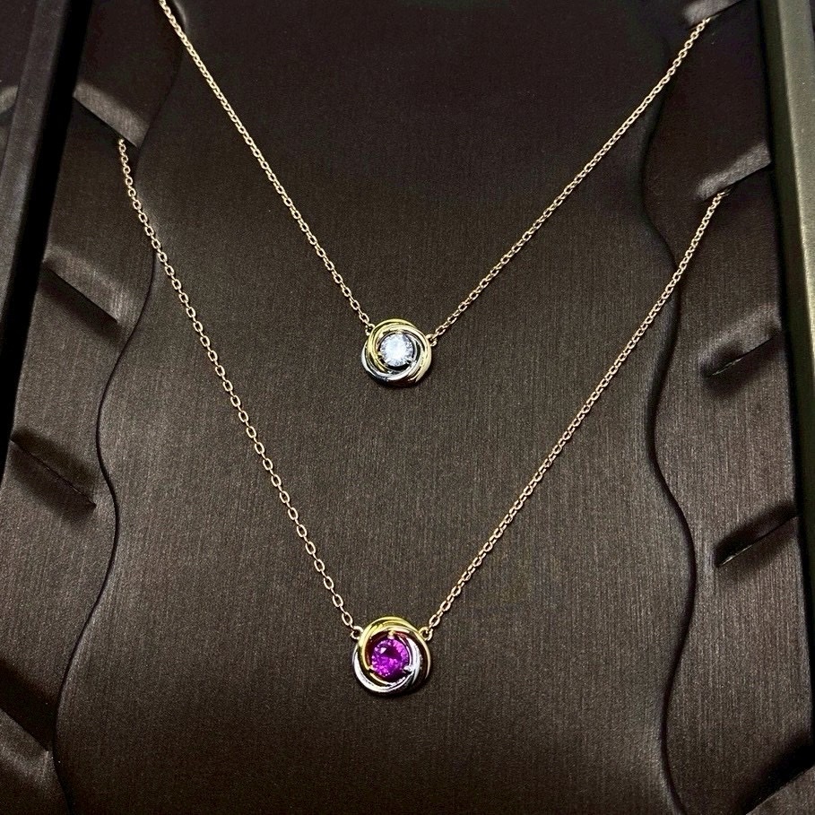 18k ct”Trinity三色主鑽環”高奢定製項鍊