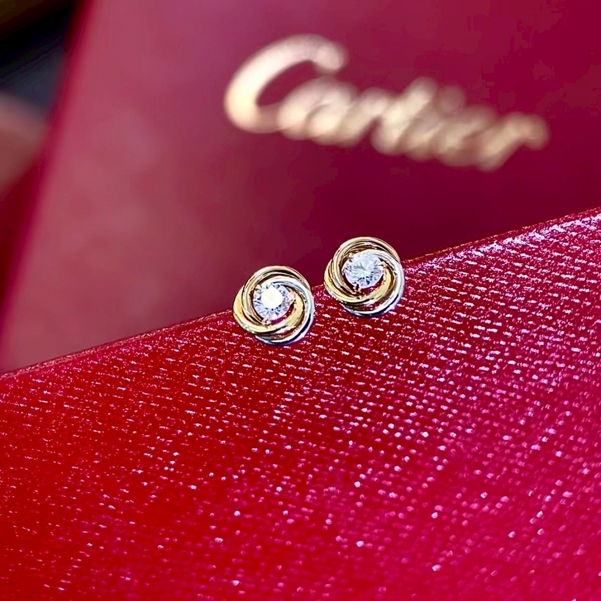 18k ct”Trinity三色主鑽環”高奢定製耳釘