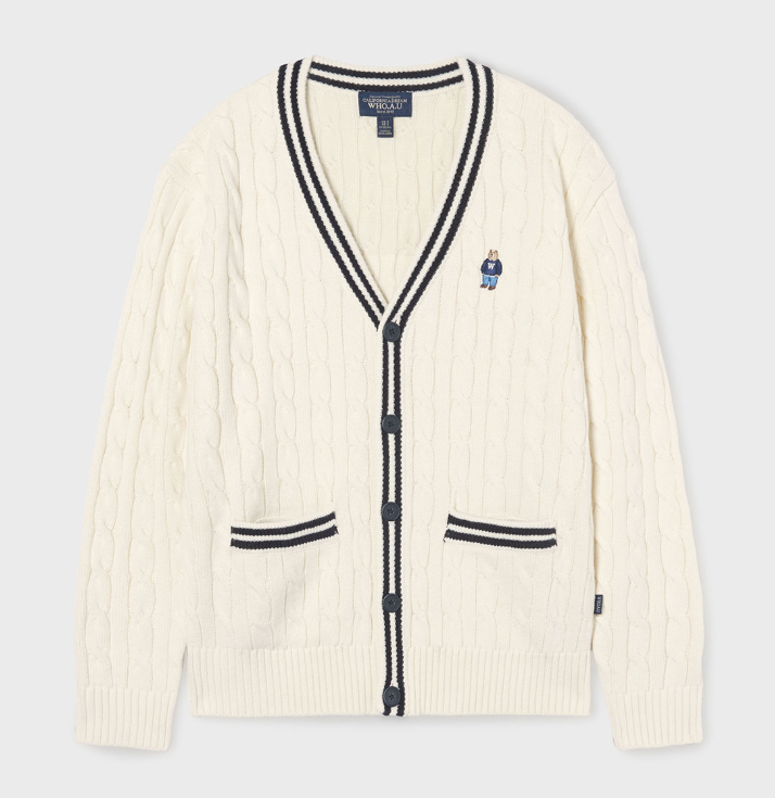 【現貨】【WHOAU】Steve V-neck Tilden Cable Cardigan