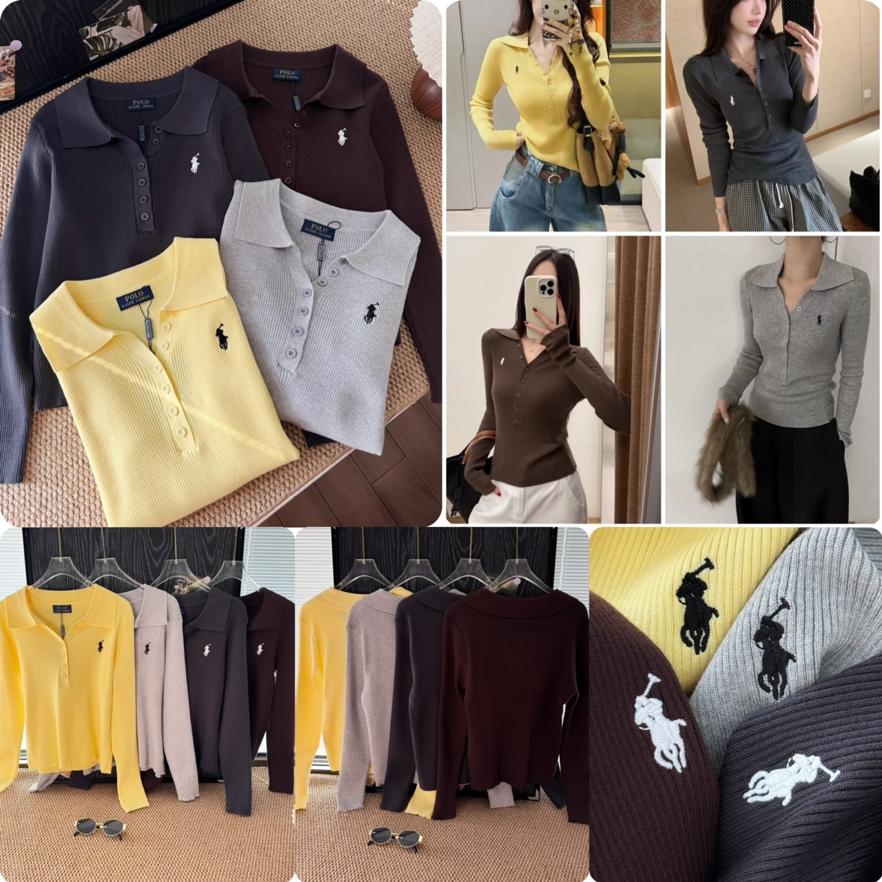 Ral*ph Laure 女裝6粒鈕半開胸針織修身上衣- 2502417