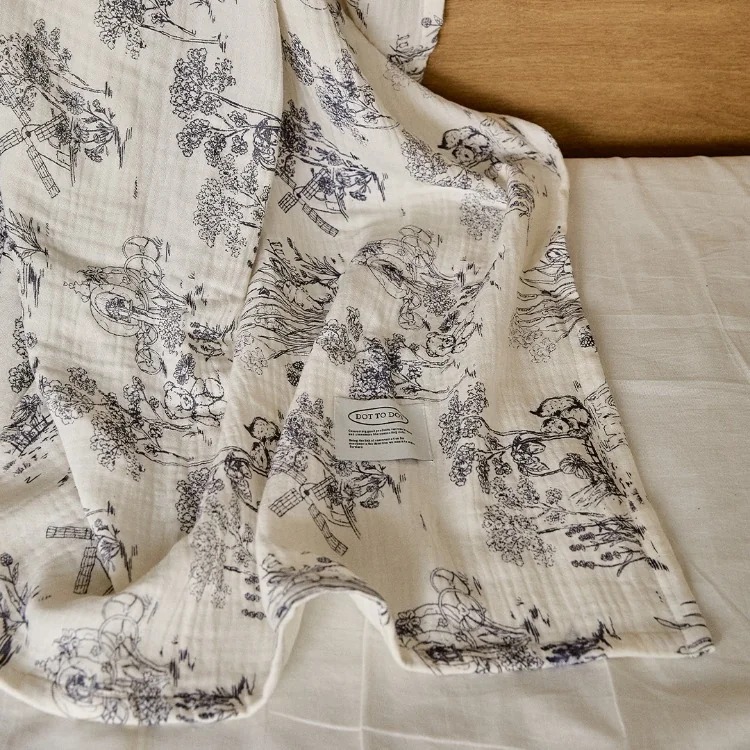 DTD浪漫茹伊印花系列-莫代爾3重紗蓋毯