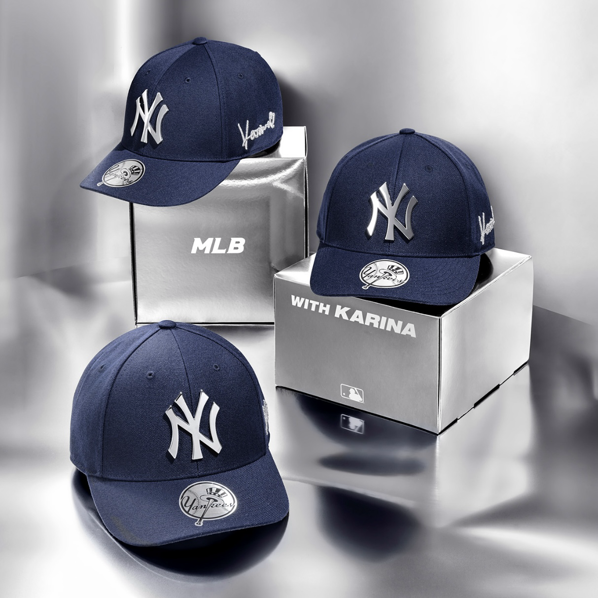 MLB x Karina Edition 愛心簽名 刺繡 NY 紐約洋基隊 LA 洛杉磯道奇隊 聯名棒球帽 柳