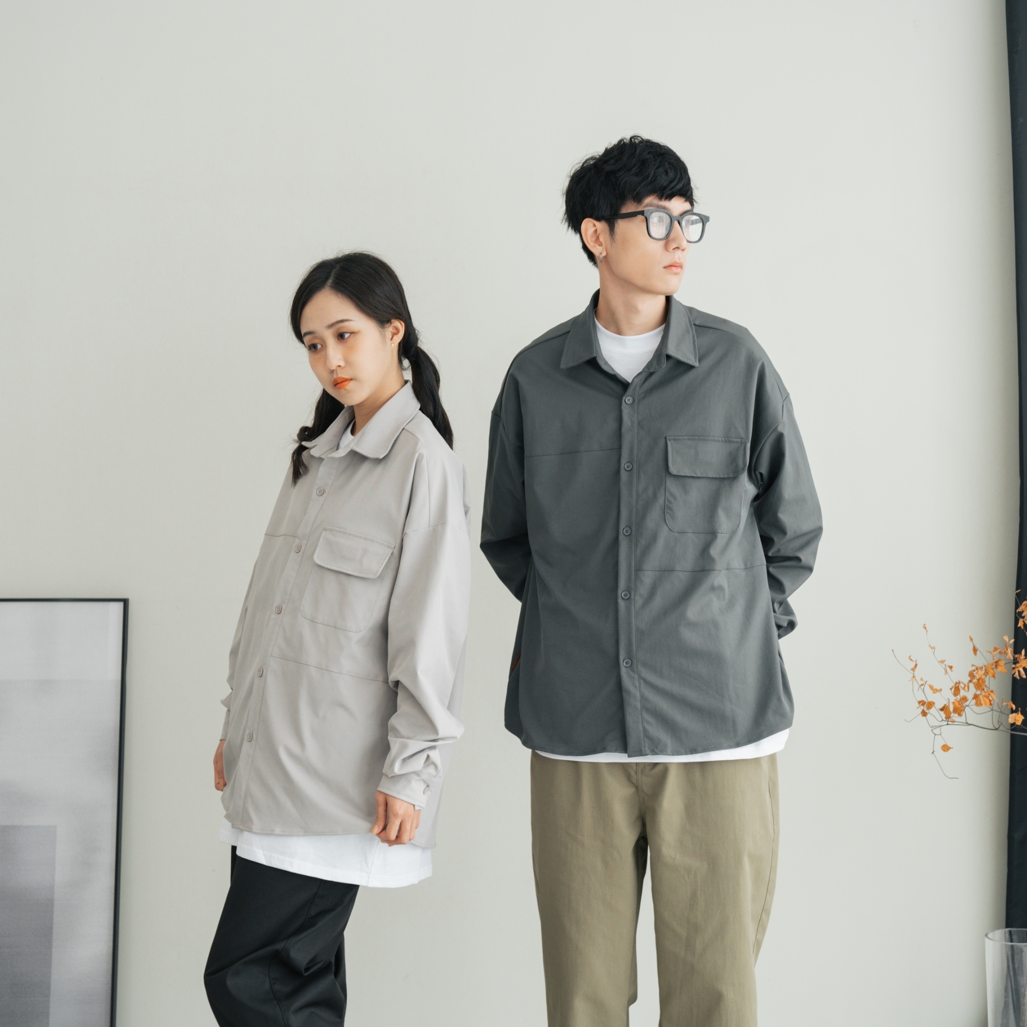 SBG 厚磅微彈口袋長袖襯衫 SB1113