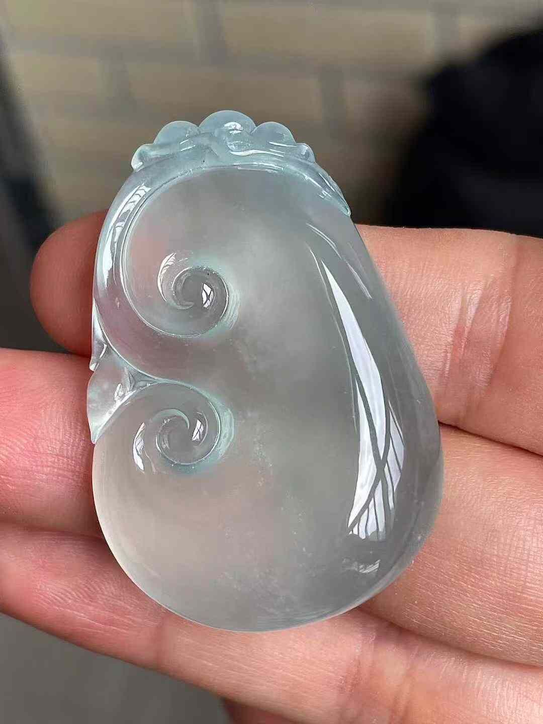 翡翠高冰如意吊墜,天然翡翠A玉, 緬甸玉, Jade, Jadeite