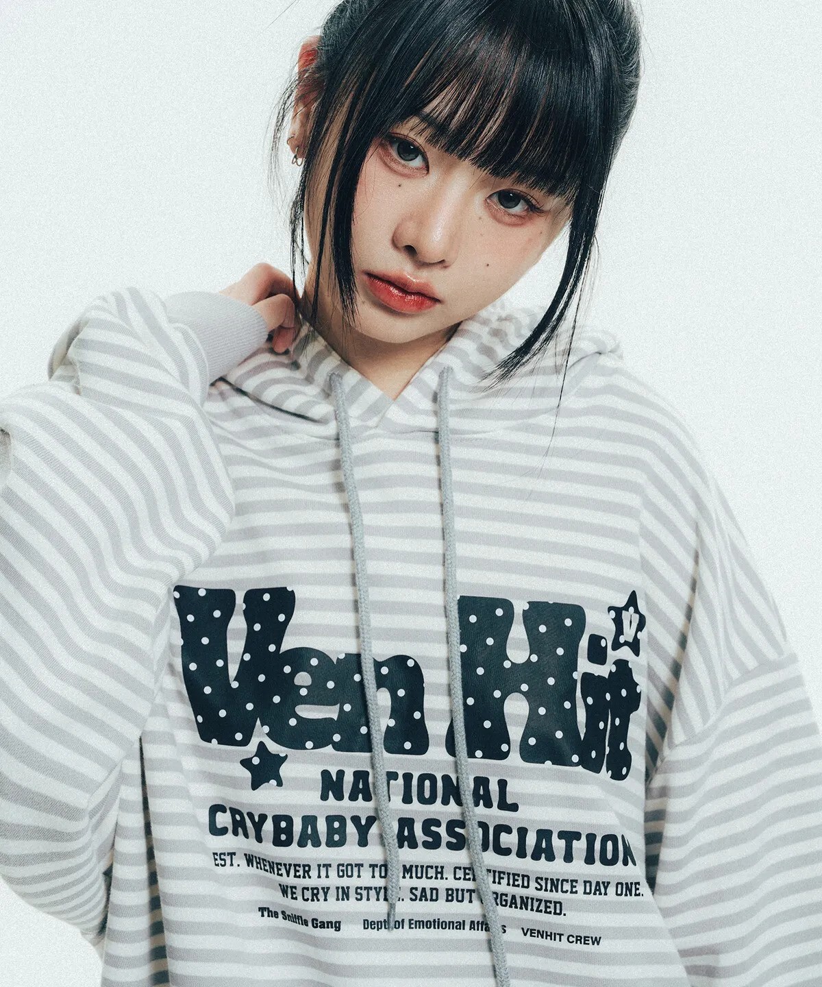 venhit - dotie stripe hoodie (gray)