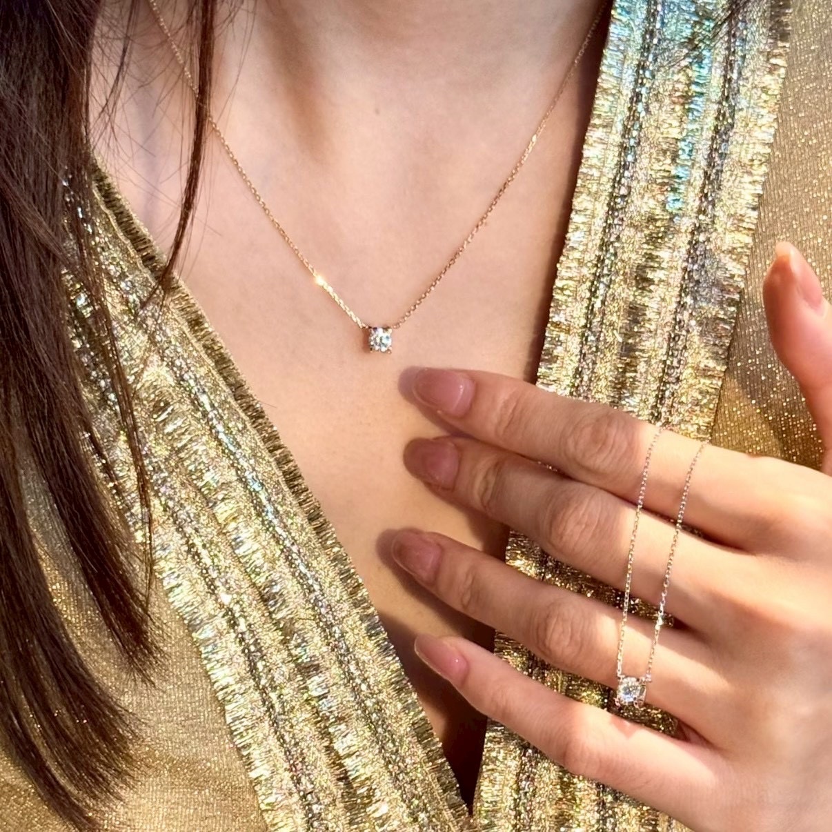 18k ct”33分小牛頭水鑽”personalized高奢定製項鍊