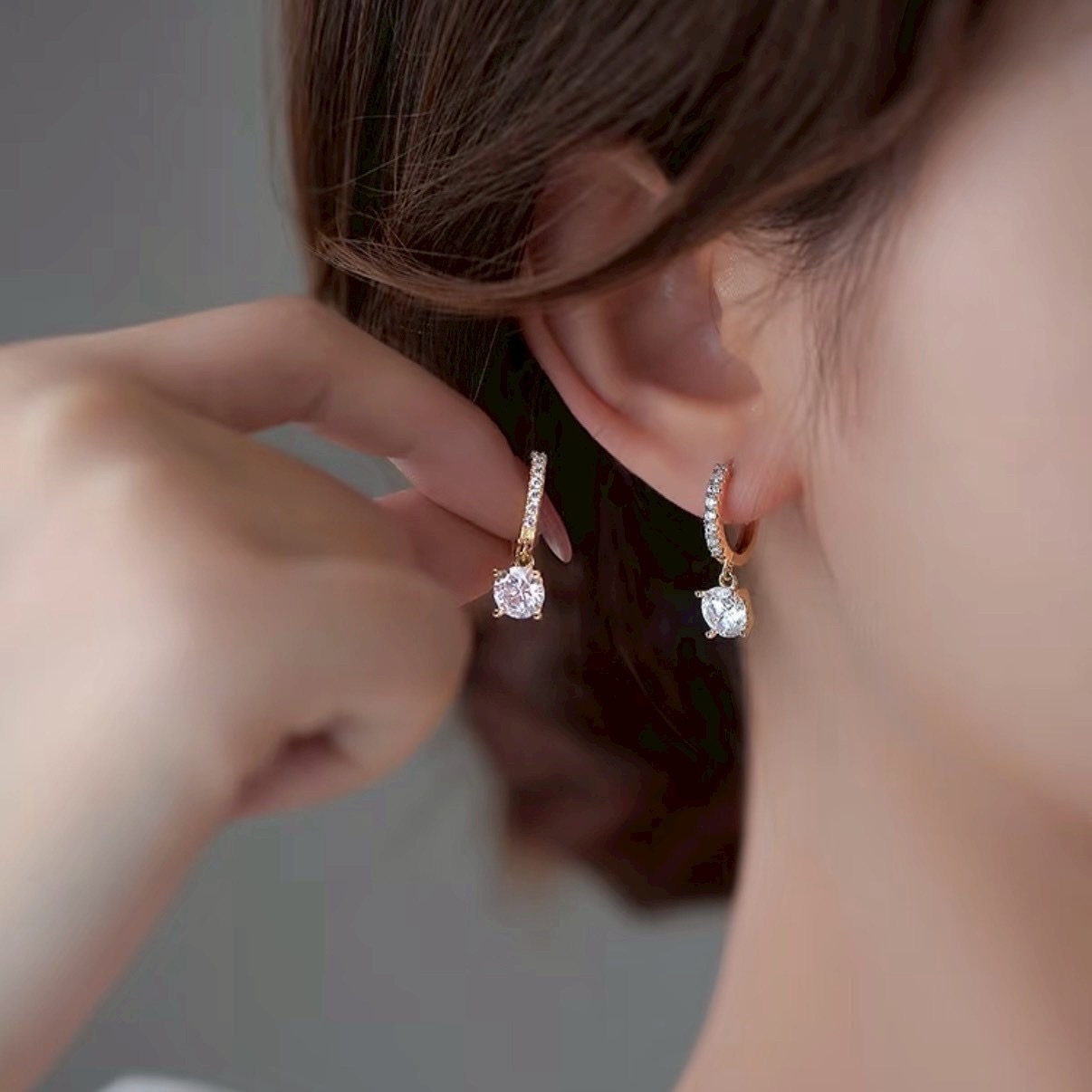 18k ct”牛頭水鑽”personalized高奢定製耳墜