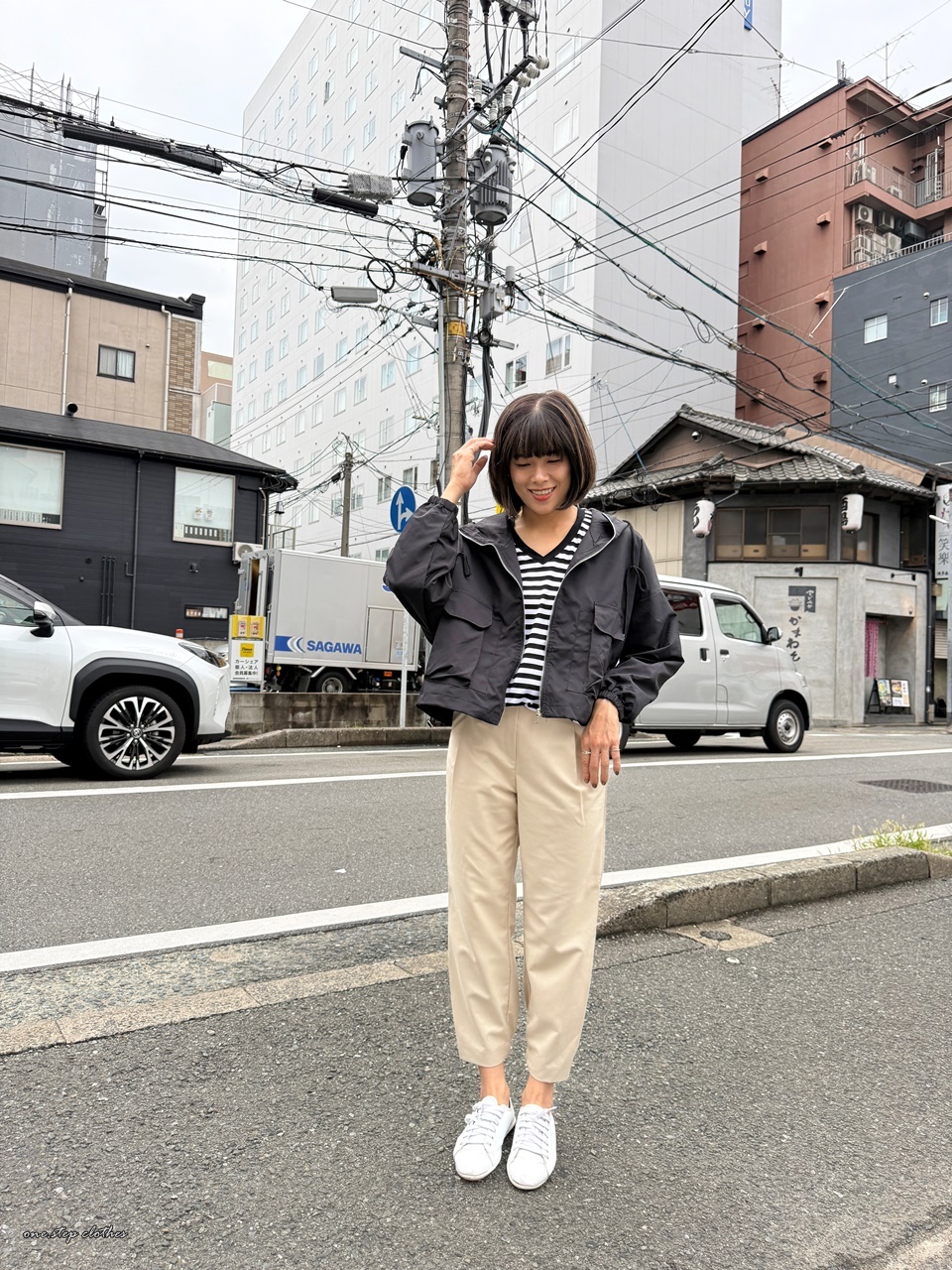 正韓windy休閒連帽口袋隨性外 (黑)